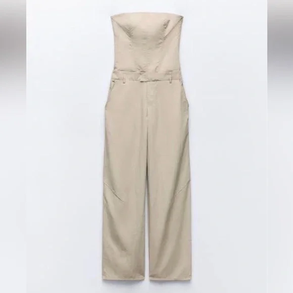 NWOT Zara strapless nylon jumpsuit blogger favorite - Picture 3 of 5